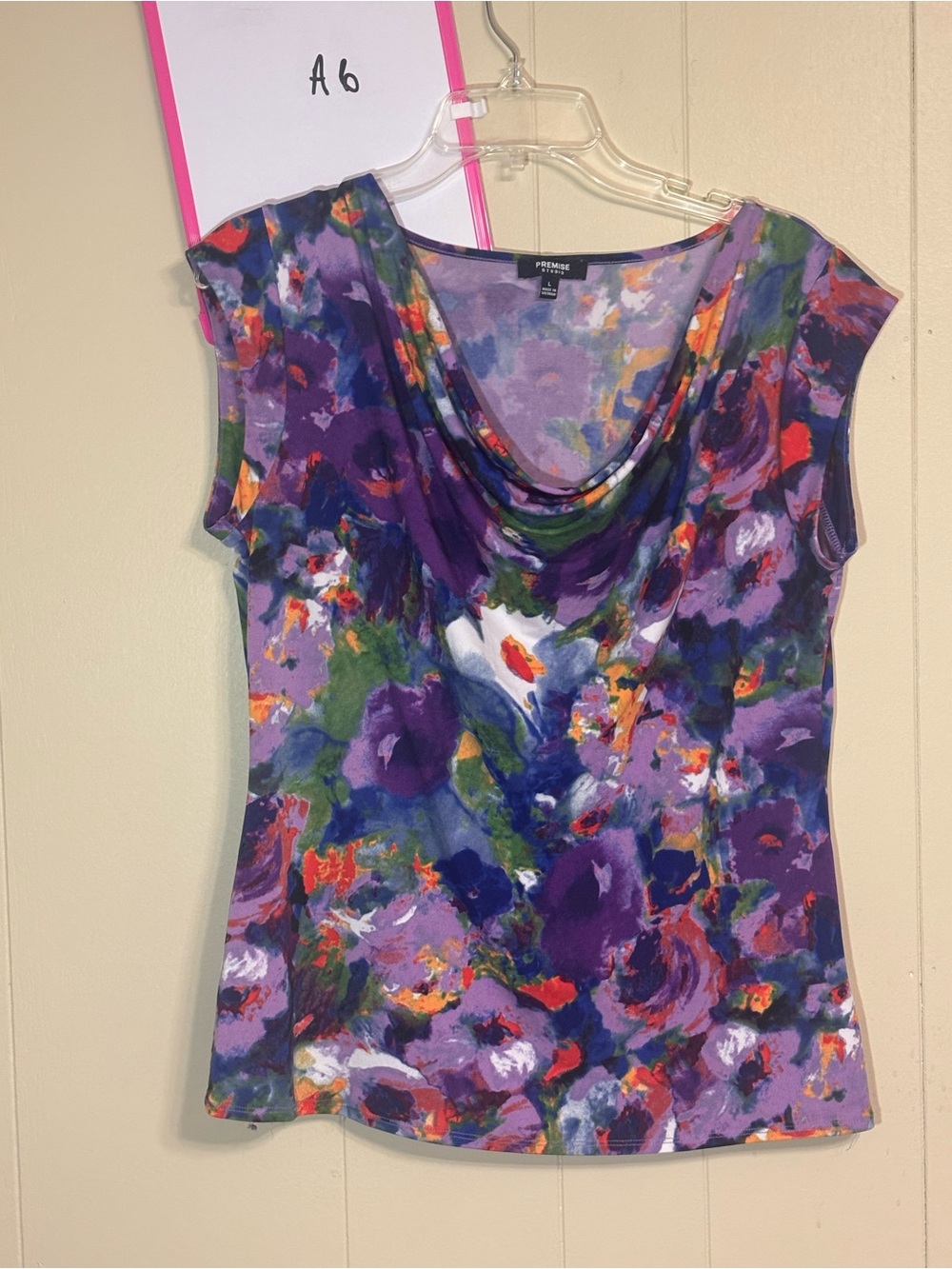 Premise Purple Floral Cowl Neck Camisole Top